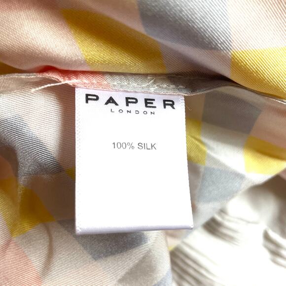 NWT Paper London Women's 100% Silk Foxglove Wrap Skirt Multi Check US 0 UK 4 - Picture 9 of 12